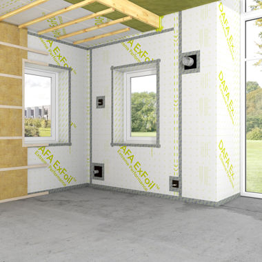 DAFA AirStop System med tilbehør monteret i et rum. Forsidebillede